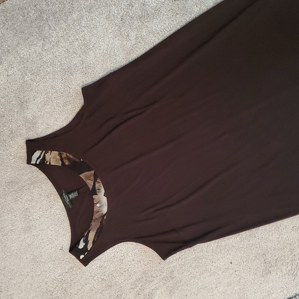 R&M Richards Women Brown Sleeveless Dress 14W